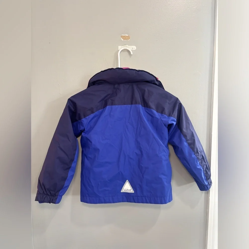 LL Bean Jacket Girls Size 4 Purple Pink 3 In 1 Fleece Lined Hooded Outdoor